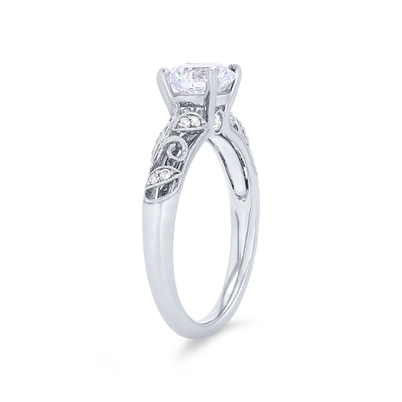 Sylvie Floral Milgrain Diamond Engagement Setting 1