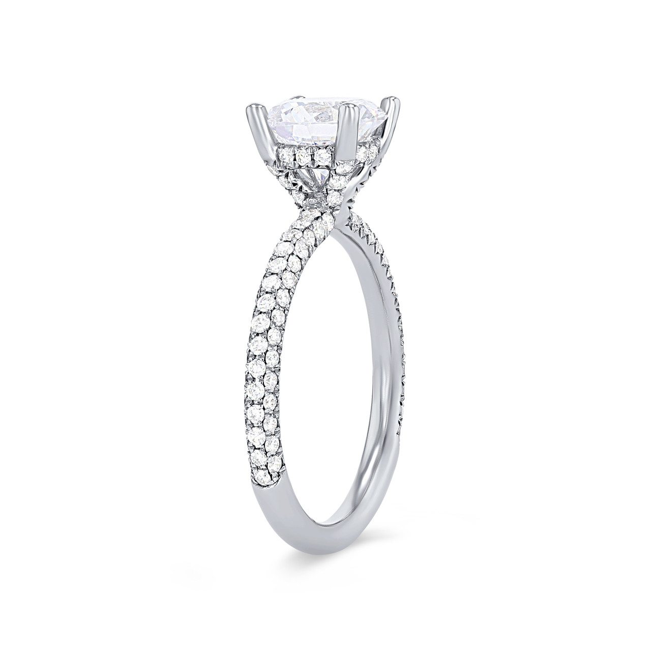 Sylvie Three Sided Pave Diamond Engagement Setting 1
