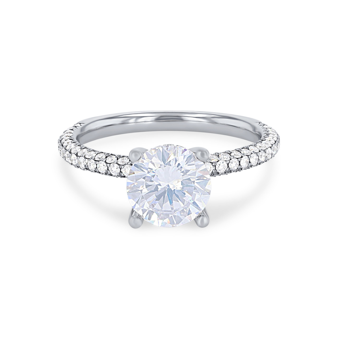 Sylvie Three Sided Pave Diamond Engagement Setting 0
