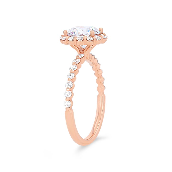 Yellow Gold 14K Sylvie Single Prong Halo Engagement Setting