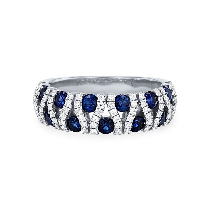 Offset Sapphire and Diamond Ring