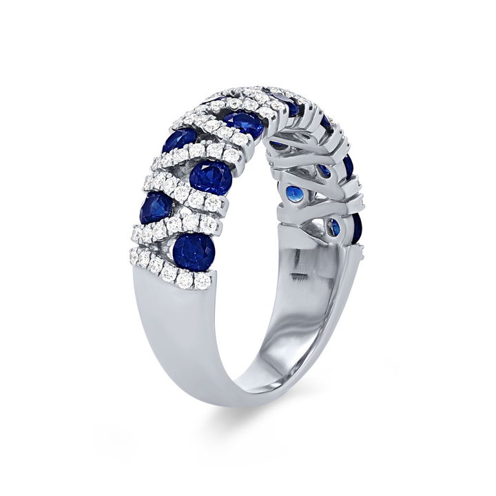 Offset Sapphire and Diamond Ring