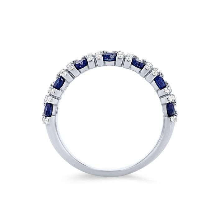 Offset Sapphire and Diamond Ring
