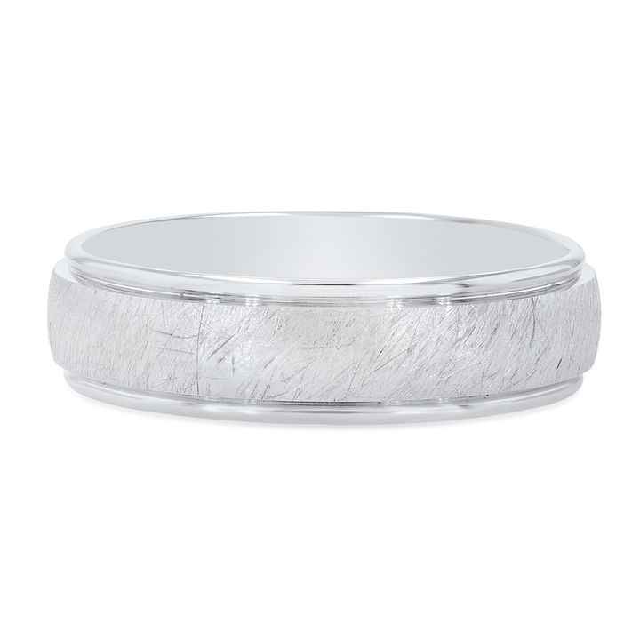 Platinum Wire Matte Polished Edge 6mm Wedding Band