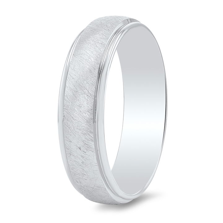 Platinum Wire Matte Polished Edge 6mm Wedding Band