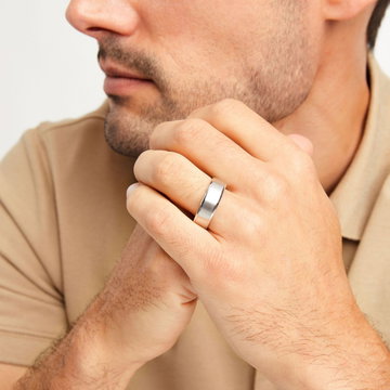 Matte Polished Edge 7mm Wedding Band In Yellow Gold 14K