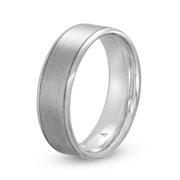 Platinum Matte Polished Edge 7mm Wedding Band