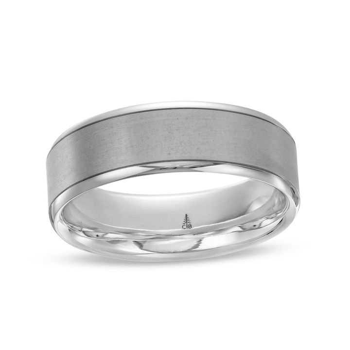 Platinum Matte Polished Edge 7mm Wedding Band