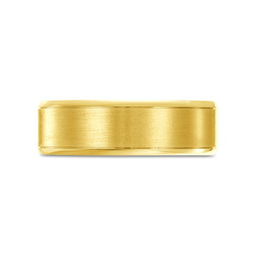 Matte Polished Edge 7mm Wedding Band In Yellow Gold 14K