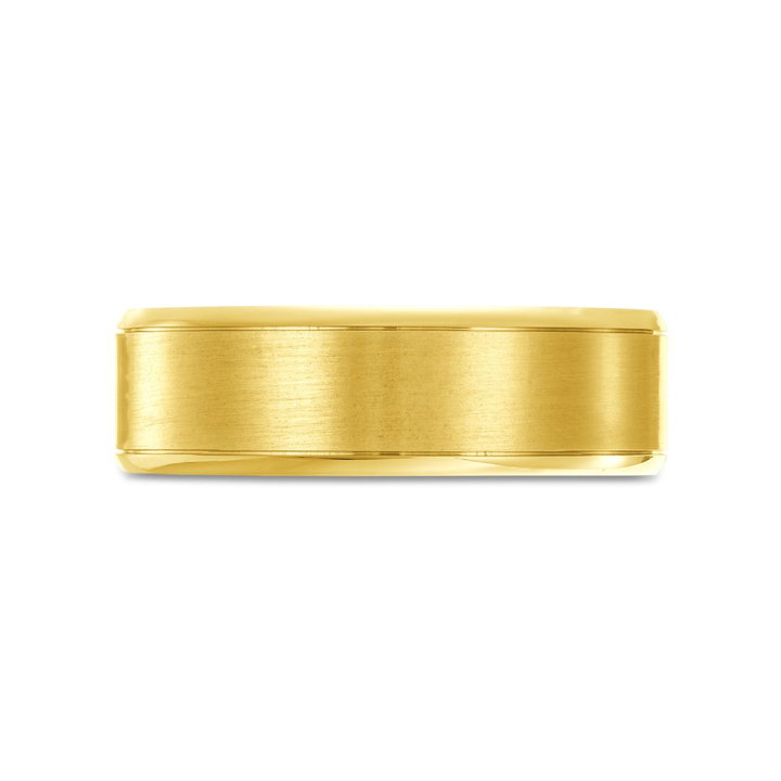 Matte Polished Edge 7mm Wedding Band In Yellow Gold 14K
