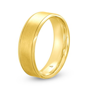Matte Polished Edge 7mm Wedding Band In Yellow Gold 14K