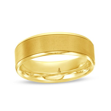 Matte Polished Edge 7mm Wedding Band In Yellow Gold 14K