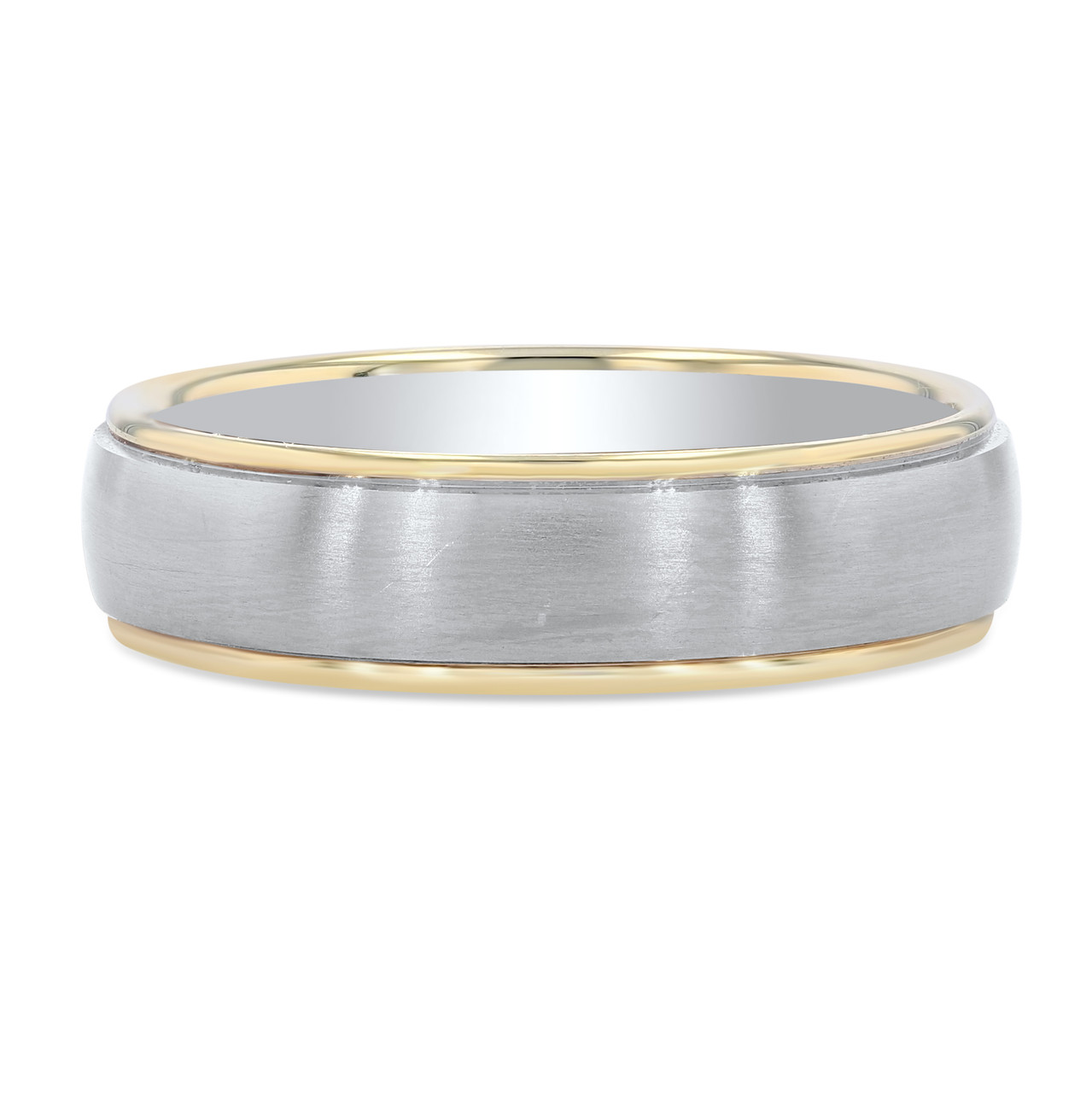 Two Tone Matte Polished Edge 6mm Wedding Band 0