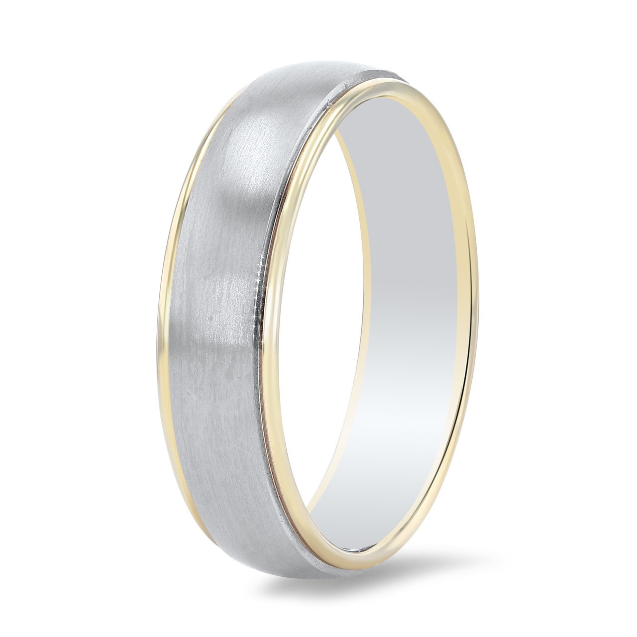 Two Tone Matte Polished Edge 6mm Wedding Band 1