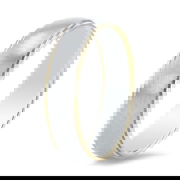 Two Tone Matte Polished Edge 6mm Wedding Band 1