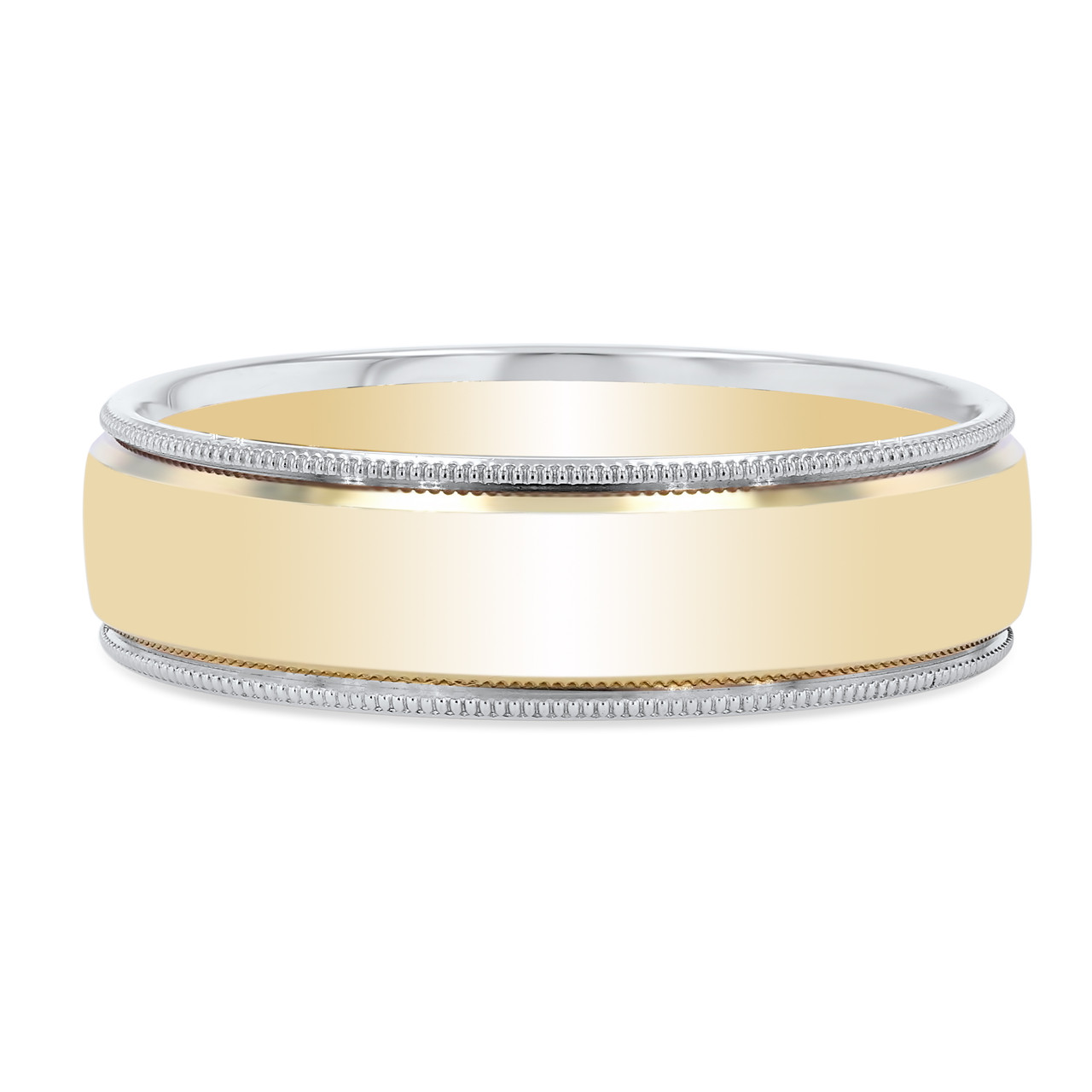 Two Tone Milgrain 6mm Wedding Band 0