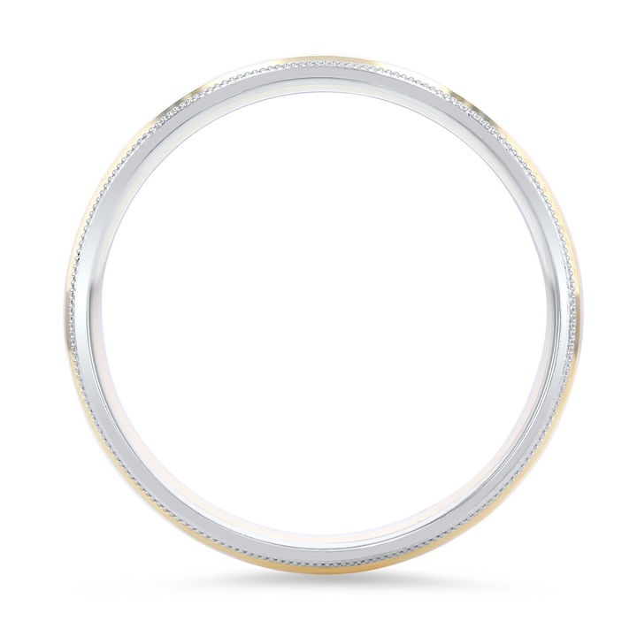 White And Yellow Gold 14K Two Tone Milgrain 6mm Wedding Band
