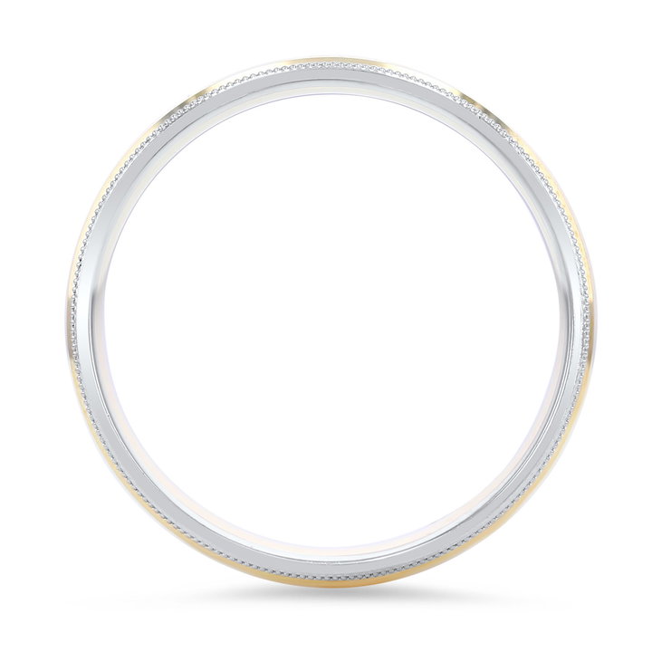 Two Tone Milgrain 6mm Wedding Band In White And Yellow Gold 14K