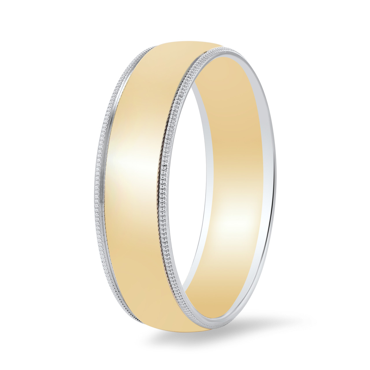 Two Tone Milgrain 6mm Wedding Band 1