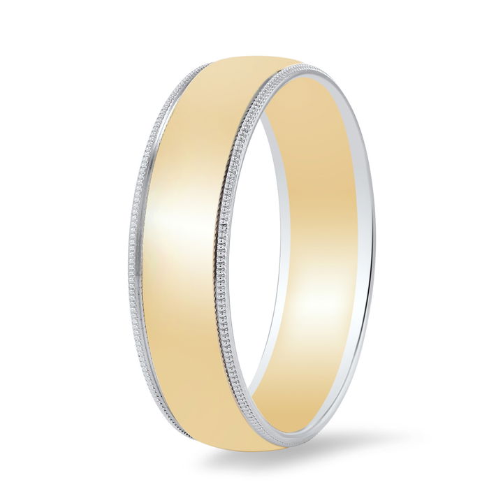 White And Yellow Gold 14K Two Tone Milgrain 6mm Wedding Band