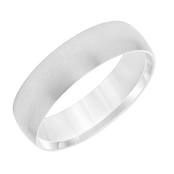 Matte Dome Comfort Fit 6mm Wedding Band In White Gold 14K