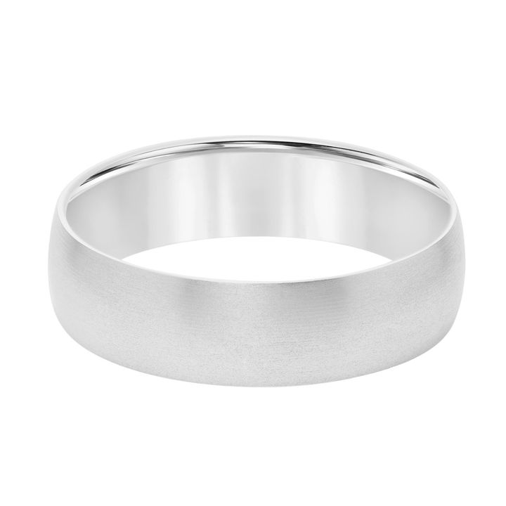 White Gold 14K Matte Dome 6mm Wedding Band
