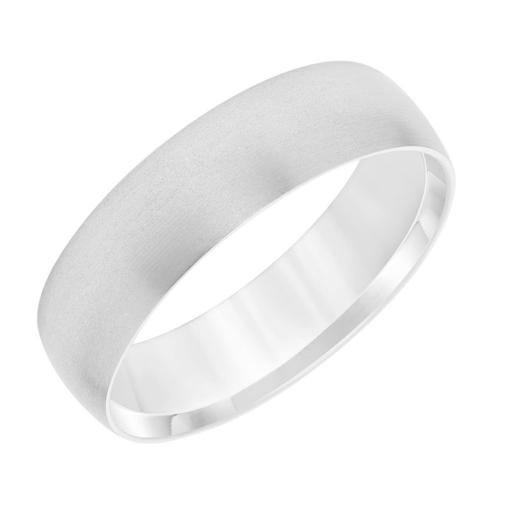 White Gold 14K Matte Dome 6mm Wedding Band