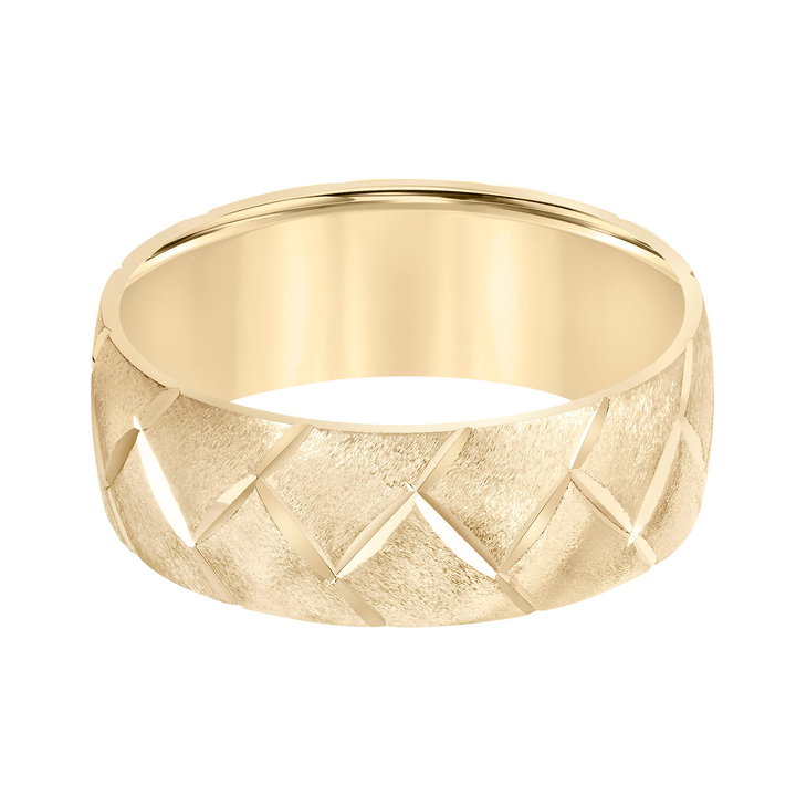 Matte Shimmer Braided 8mm Wedding Band In Yellow Gold 14K