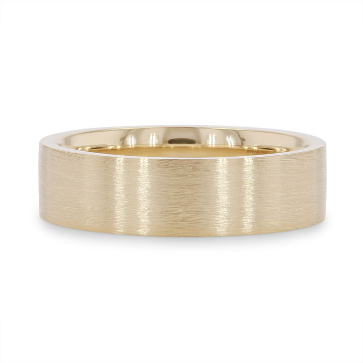 White Gold 14K Matte Flat Edge 6mm Wedding Band