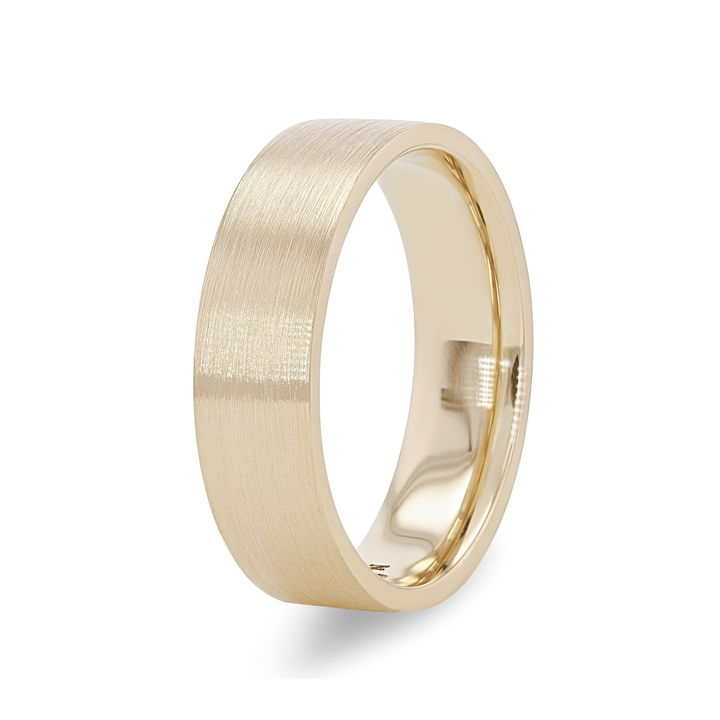 White Gold 14K Matte Flat Edge 6mm Wedding Band