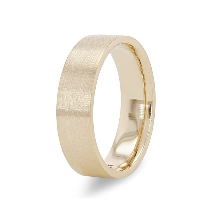 Matte Flat Edge 6mm Wedding Band In White Gold 14K