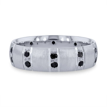 Black Diamond Shimmer Matte 6mm Wedding Band In White Gold 14K