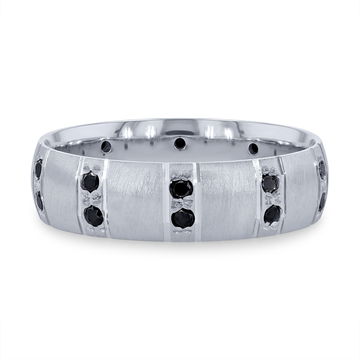Black Diamond Shimmer Matte 6mm Wedding Band In White Gold 14K