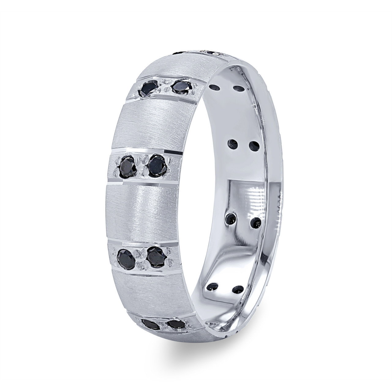 Black Diamond Shimmer Matte 6mm Wedding Band 1