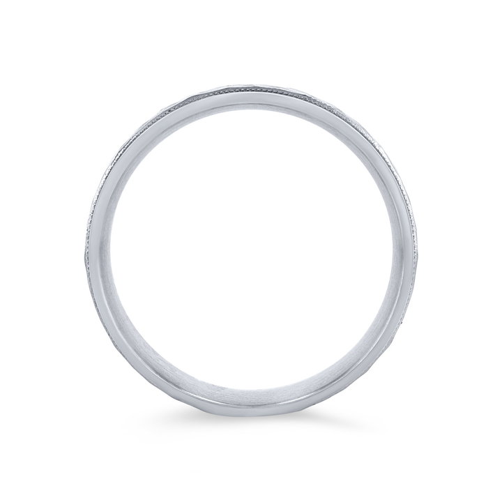 Hammered Milgrain 8mm Wedding Band In White Gold 14K