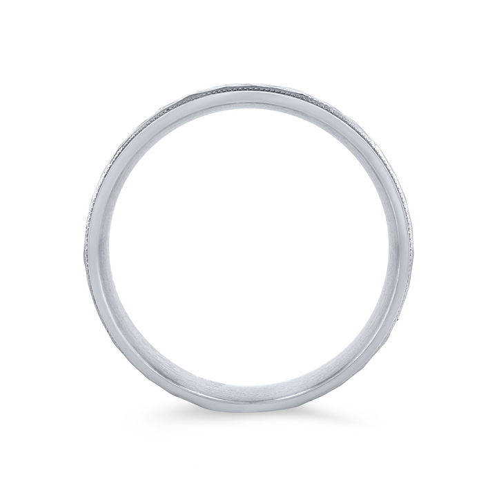 Hammered Milgrain 8mm Wedding Band In White Gold 14K