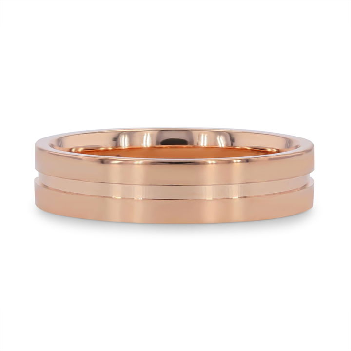 White Gold 14K Polished Groove 5mm Wedding Band