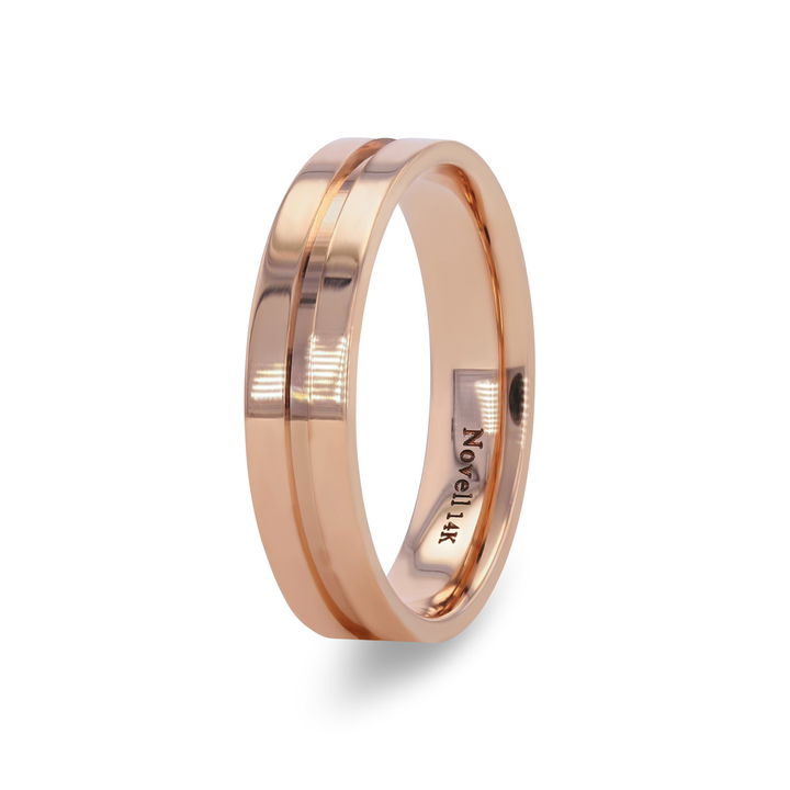 White Gold 14K Polished Groove 5mm Wedding Band