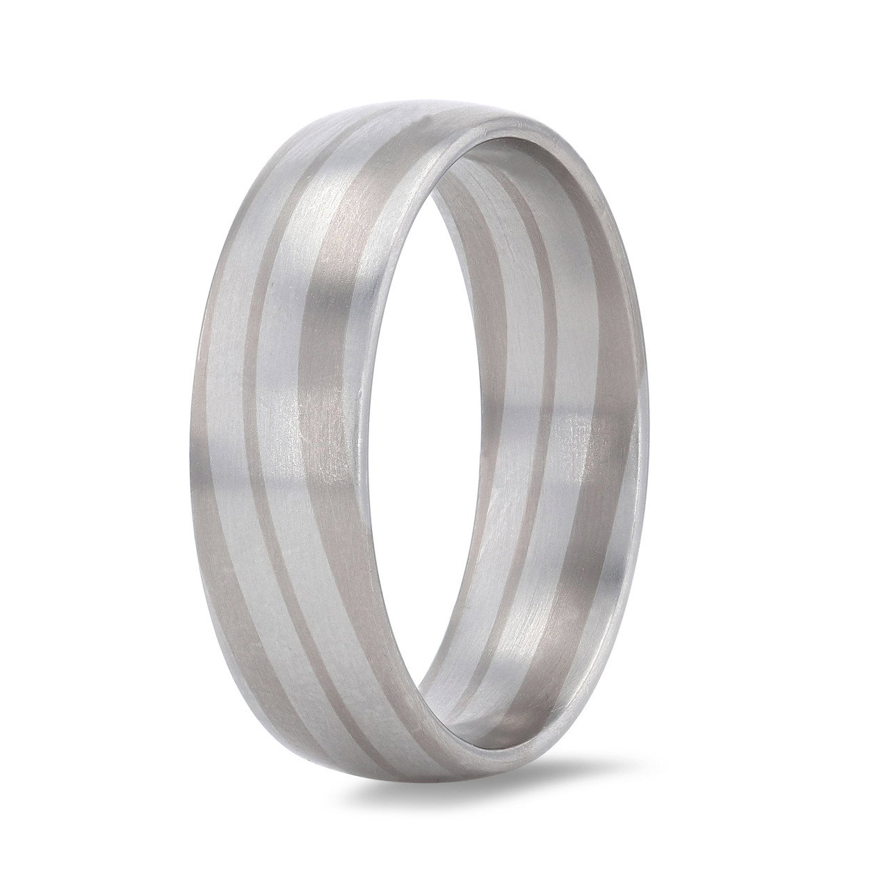 Marble Mixed Metal 6.5mm Wedding Band 1