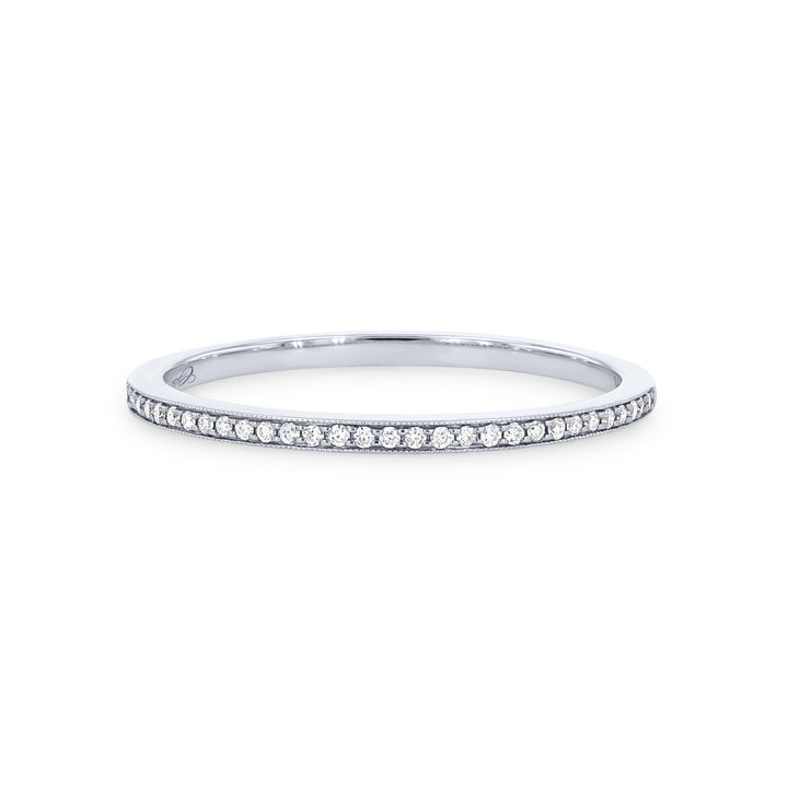 Beadset Milgrain Wedding Band In White Gold 14K