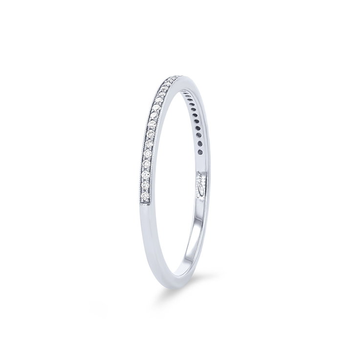 Beadset Milgrain Wedding Band In White Gold 14K