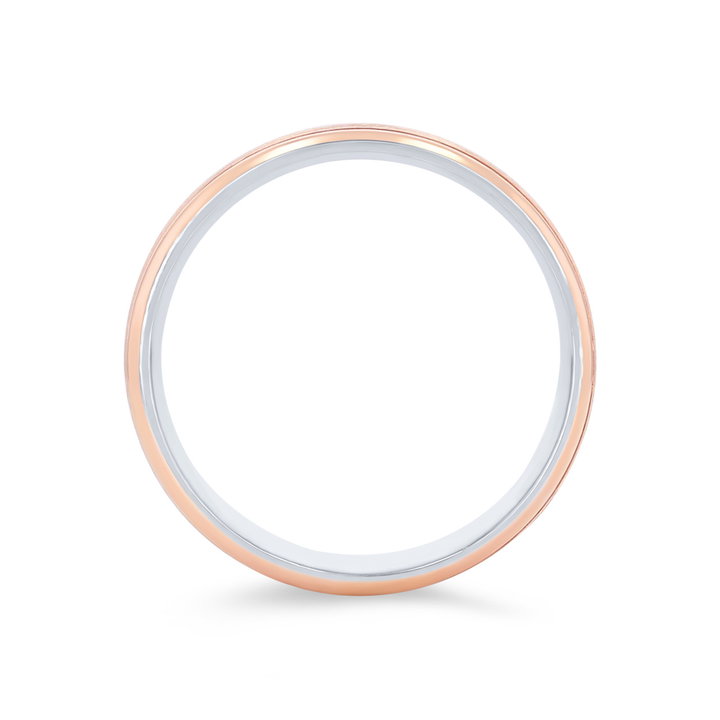 Matte Inlay 7mm Wedding Band In White And Yellow Gold 14K