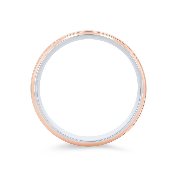 White And Yellow Gold 14K Matte Inlay 7mm Wedding Band