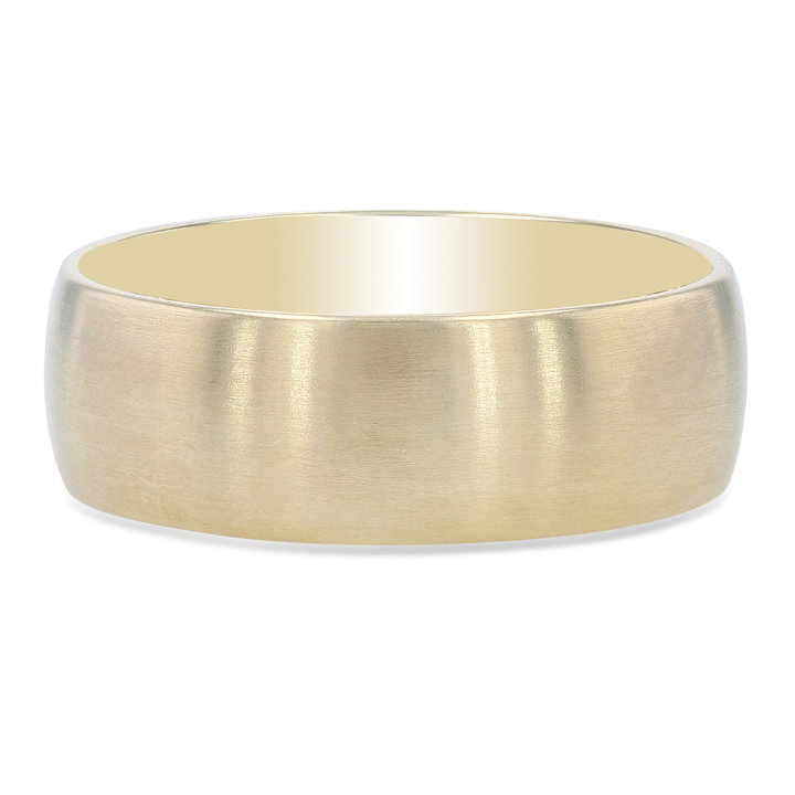 Classic Dome Matte 7.5mm Wedding Band In Yellow Gold 14K