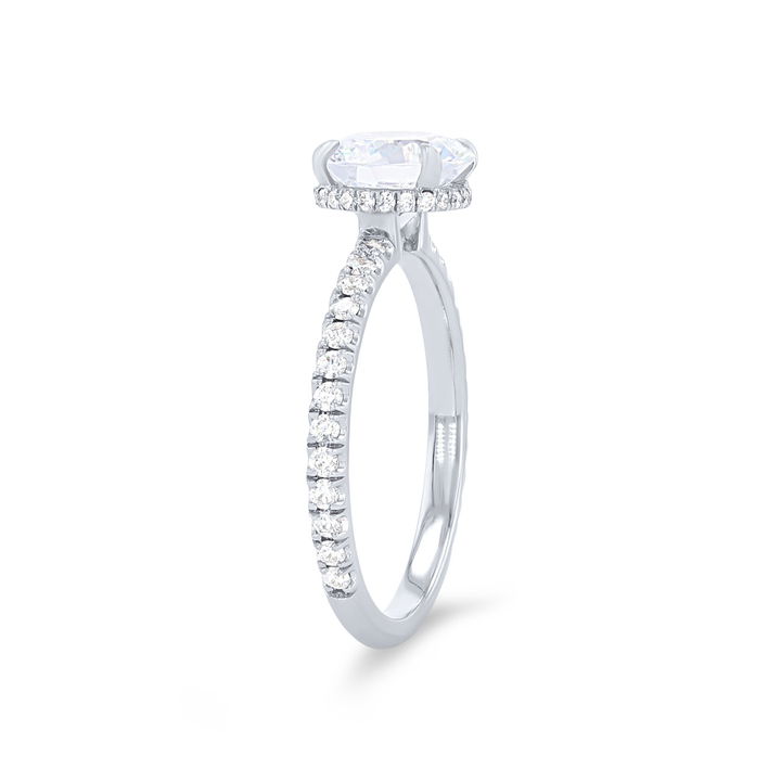 White Gold 18K Michael M. Crown Round Hidden Halo Engagement Setting