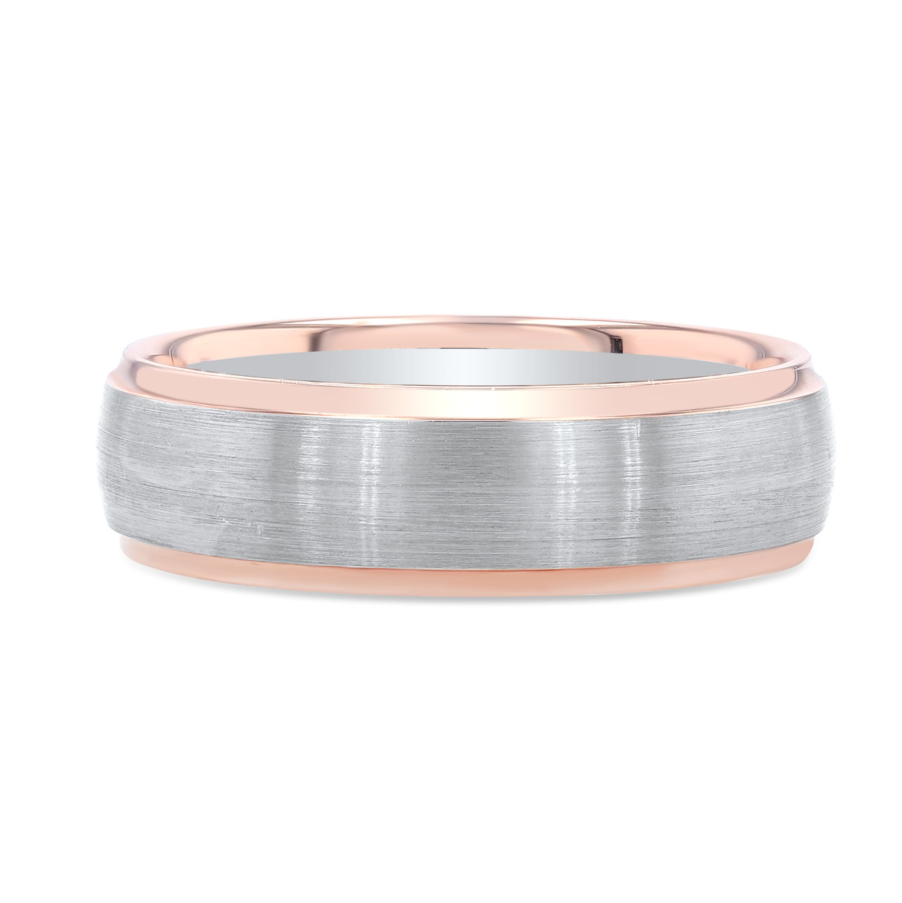 Two Tone Matte Step Edge 6.5mm Wedding Band 0
