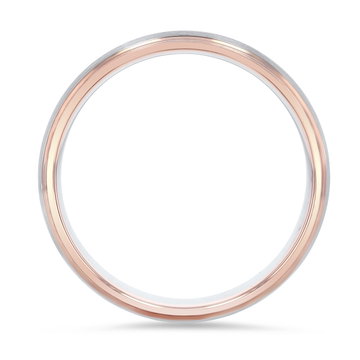 Two Tone Matte Step Edge 6.5mm Wedding Band In White And Yellow Gold 14K