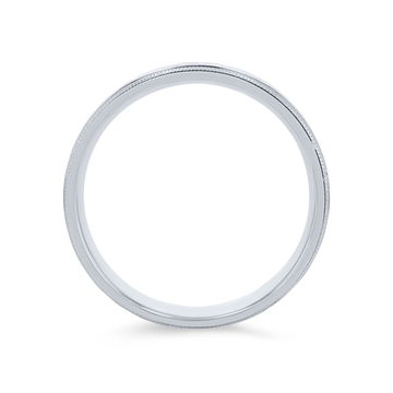 Hammered Milgrain 7mm Wedding Band In White Gold 14K