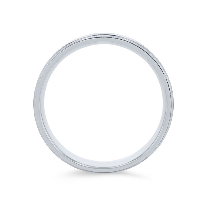 Hammered Milgrain 7mm Wedding Band In White Gold 14K