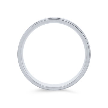 Hammered Milgrain 7mm Wedding Band In White Gold 14K